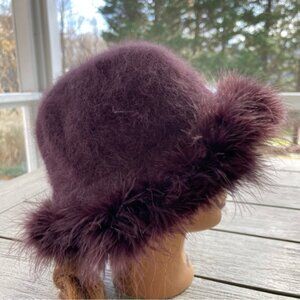 Angora Feather Accent Cloche Hat